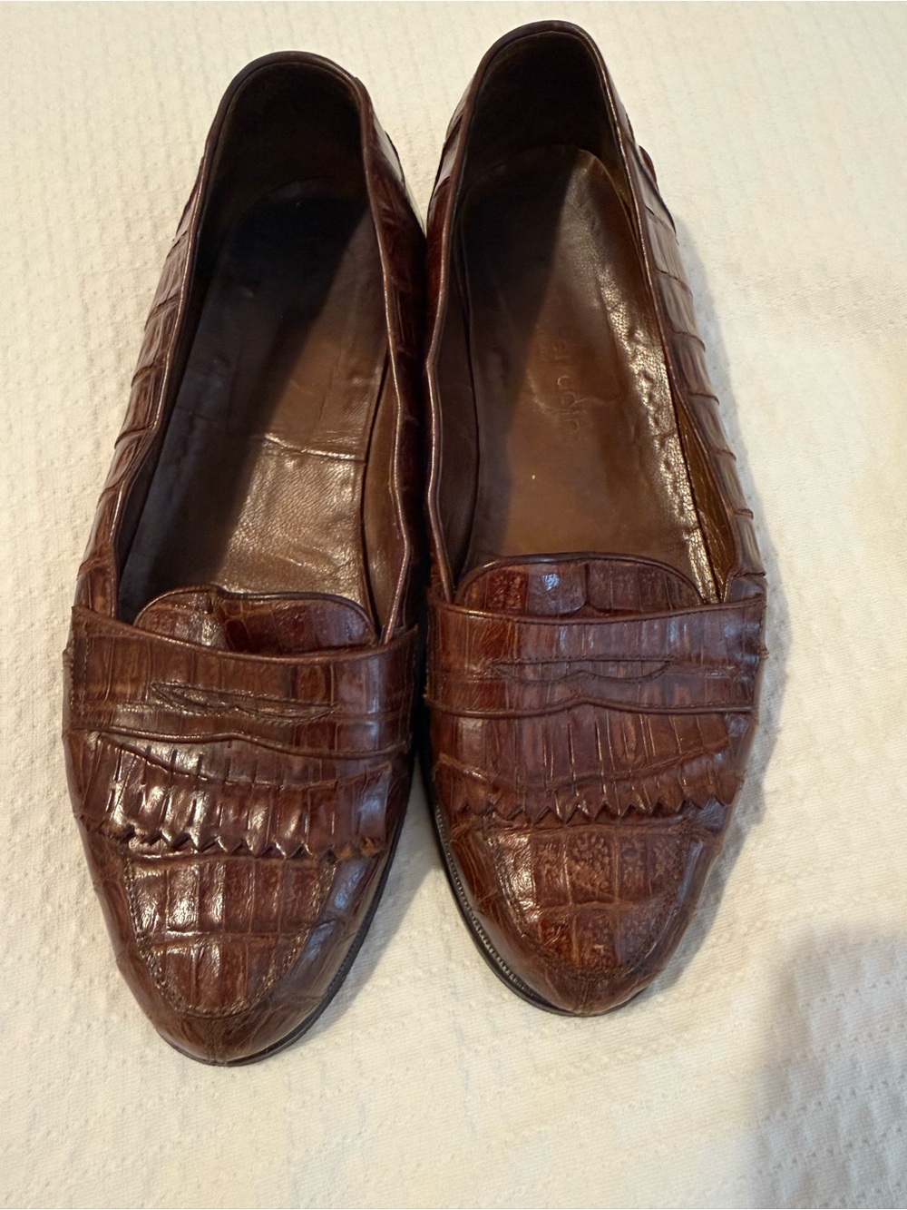 Men's Ferradini Genuine Alligator Brown Leather Slip-On Loafer - Classic Casual